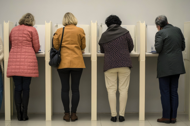 Voters at booth